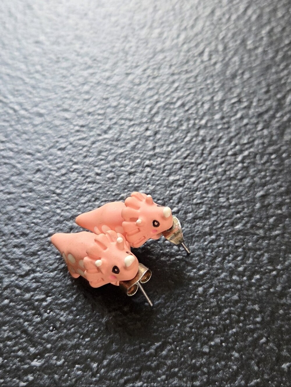 Pink Triceratops Earrings